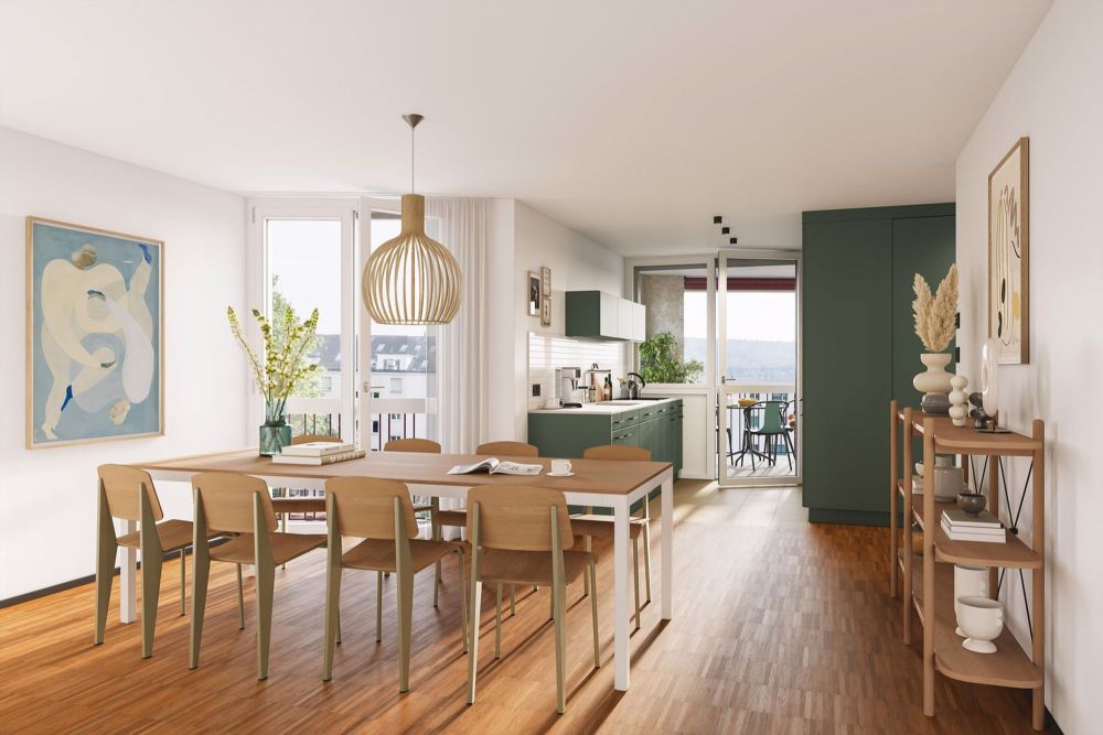 3½-Zimmer-Wohnung – SCALA: Natürlich urban Wohnen - Visualisierung Essbereich_Küche