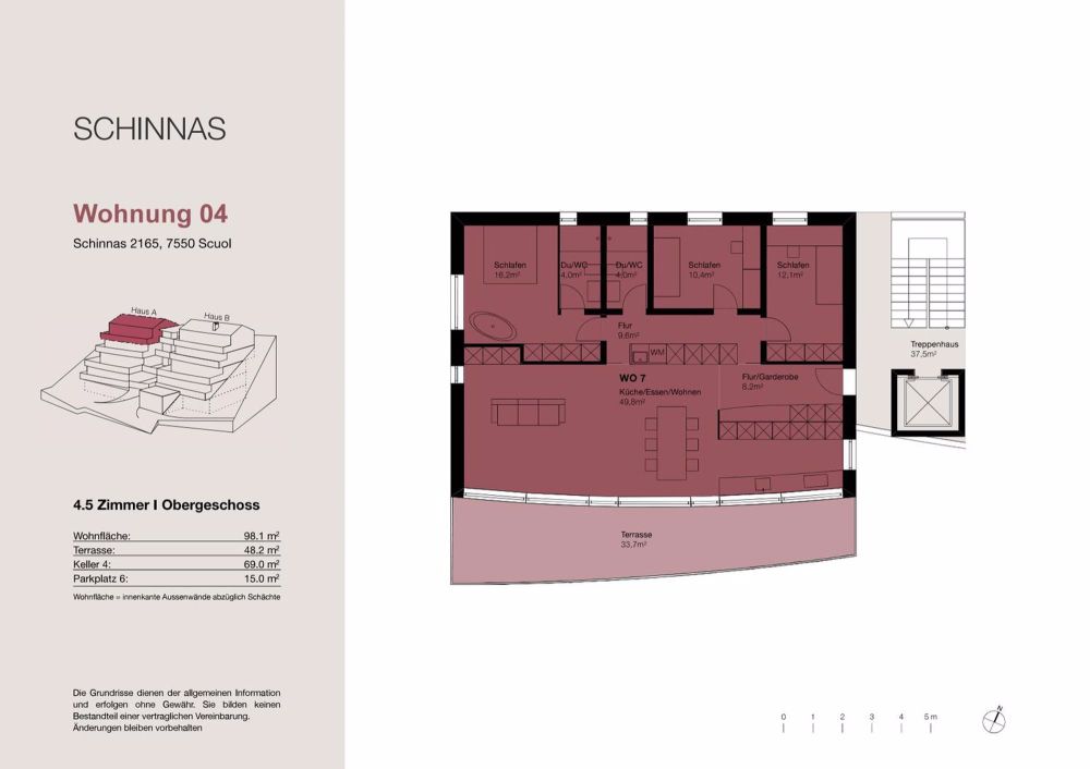 3.5-Zimmer und 4.5-Zimmer Terrassenwohnung in Schinnas, Scuol - Bild 10