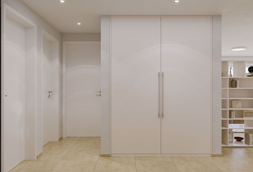 3.5 Z.-Wohnung im EG, 89m2 Netto Wohnfläche, 35m2 gedeckter Balkon - Gang