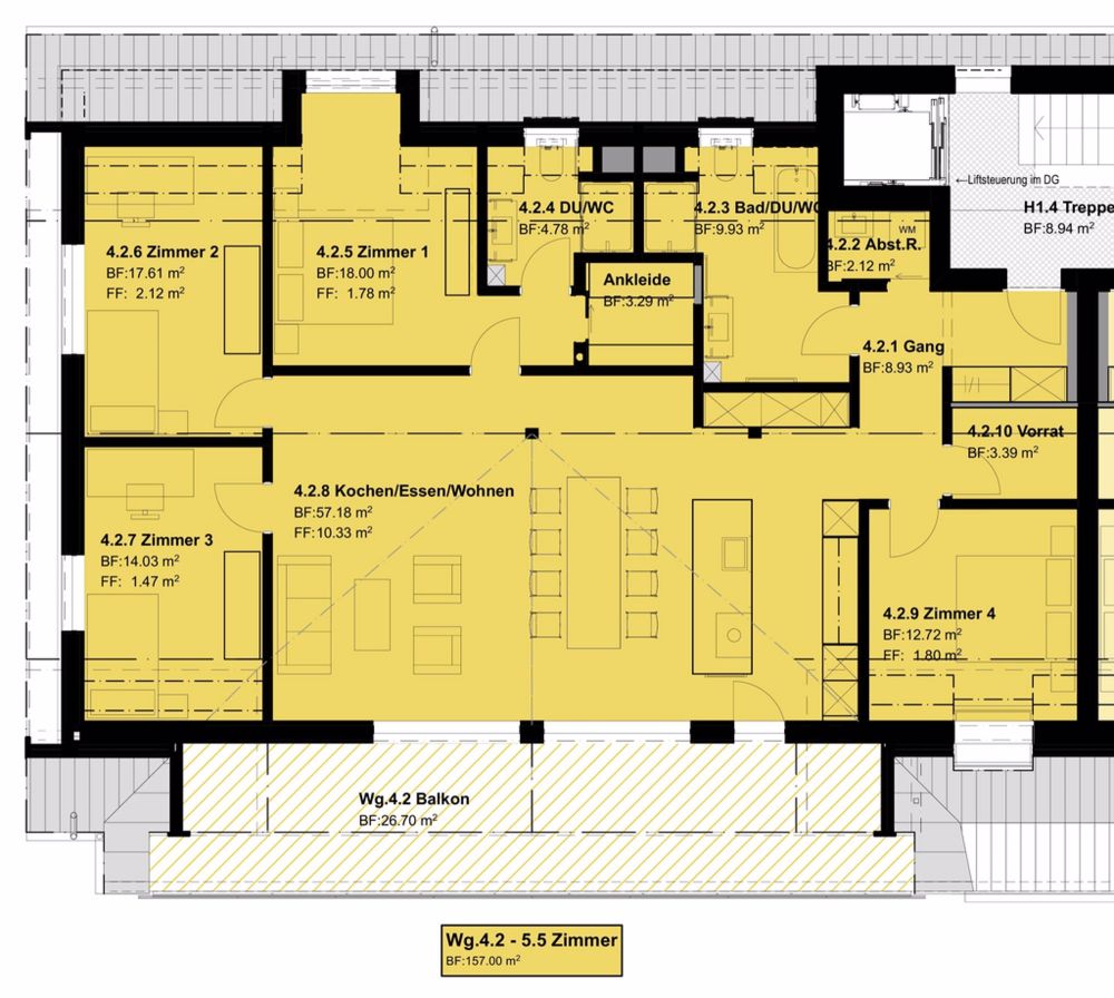 Erstvermietung - Dachwohnung mit Aussicht auf die Mythen - Grundriss Wohnung Nr. 4.2