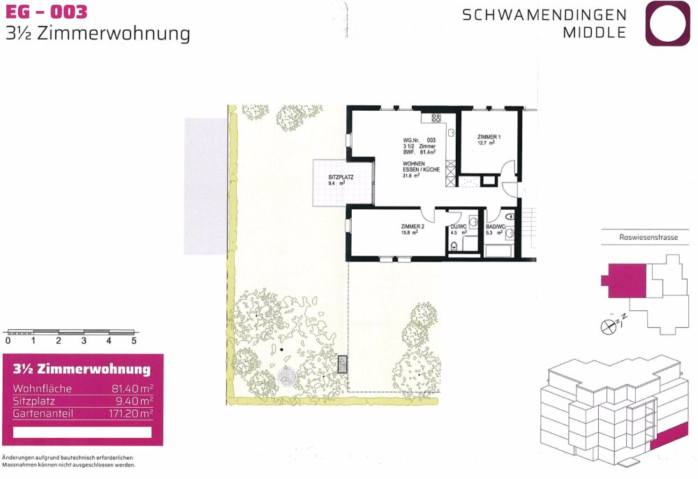 Moderne 3.5-Zimmer-Neubauwohnung mit grossem Garten inkl. Tiefgaragenparkplatz - Bild 9