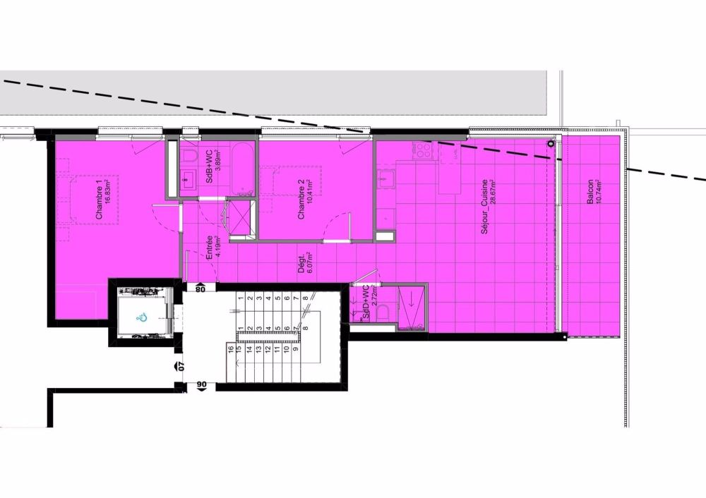 Appartement NEUF - 3 pièces au 1er étage (Lot A08 plan en rose) - Bild 3
