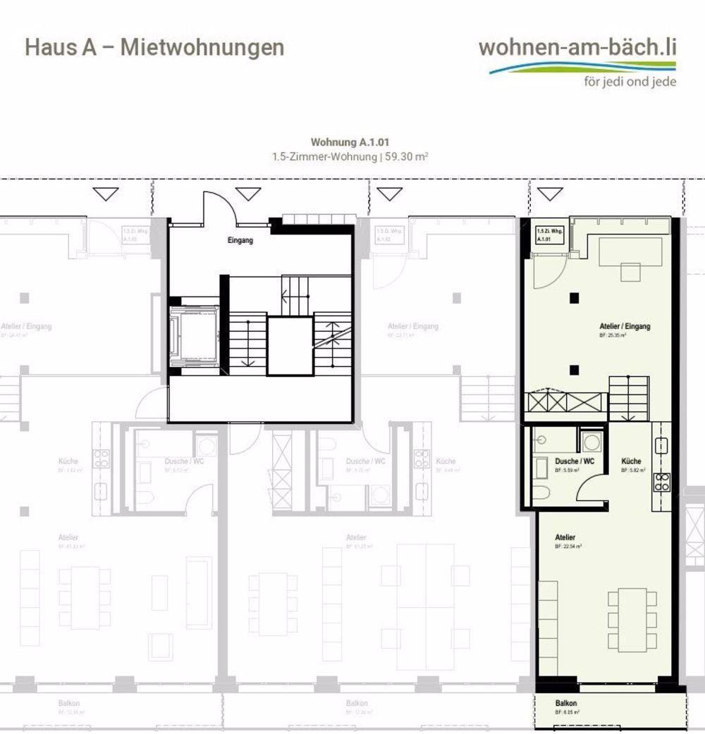 Erstvermietung - Wohn-Ateliers für kreative Wohn- & Arbeitskonzepte - Grundriss A.1.01