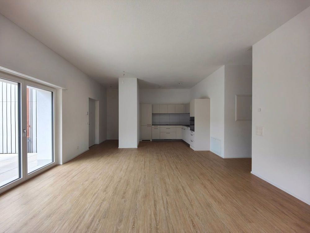 Stilvolle Neubauwohnung mit Gartensitzplatz im Herzen von Glattfelden - Wohnzimmer-Kueche