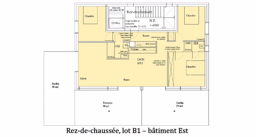 Neue 5.5-Zimmer-Wohnung im Erdgeschoss mit 1 Terrasse und 2 Gärten - B1