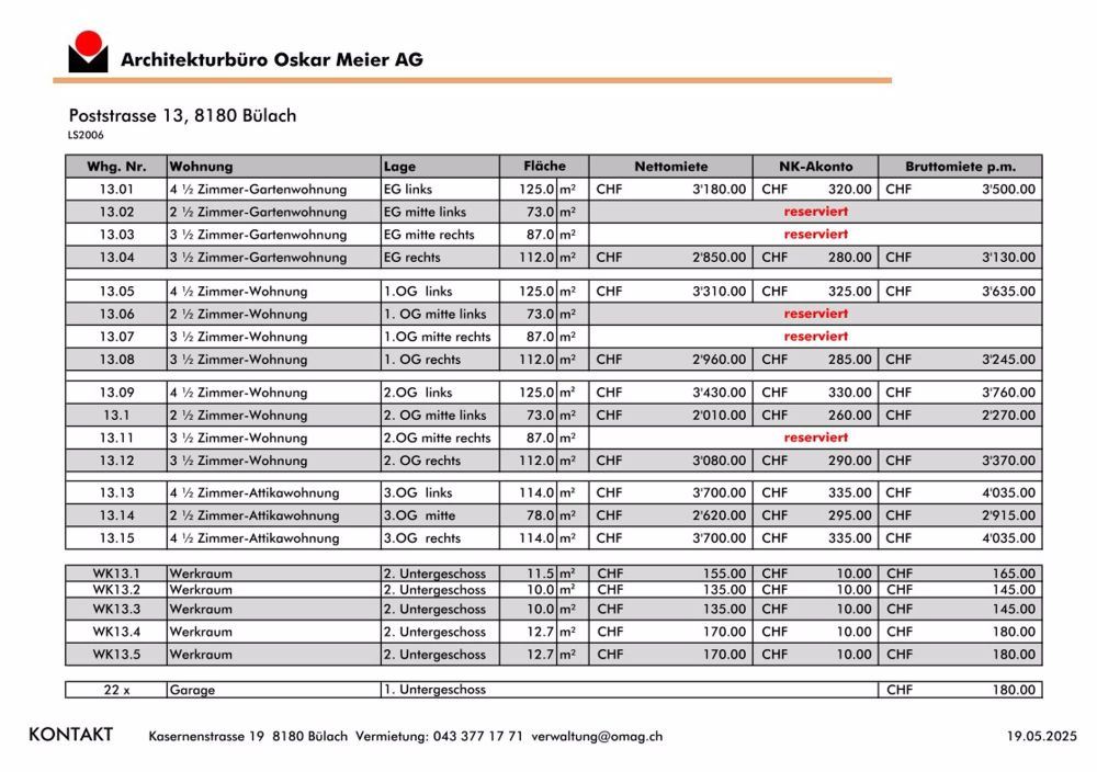 Willkommen im Grampenpark – grosse 3.5 Zimmer-Wohnung Nr. 13.08 - Übersicht Mietobjekte und Preise _Stand 19052025