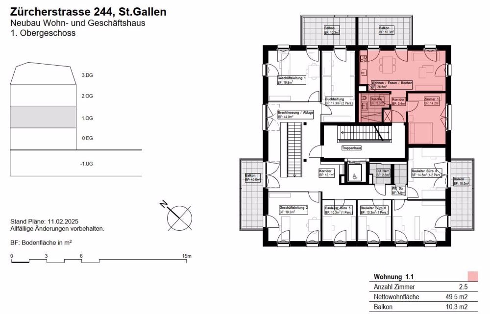 ERSTBEZUG Zürcherstrasse 244: Wohnraum für Singles - 1. OG