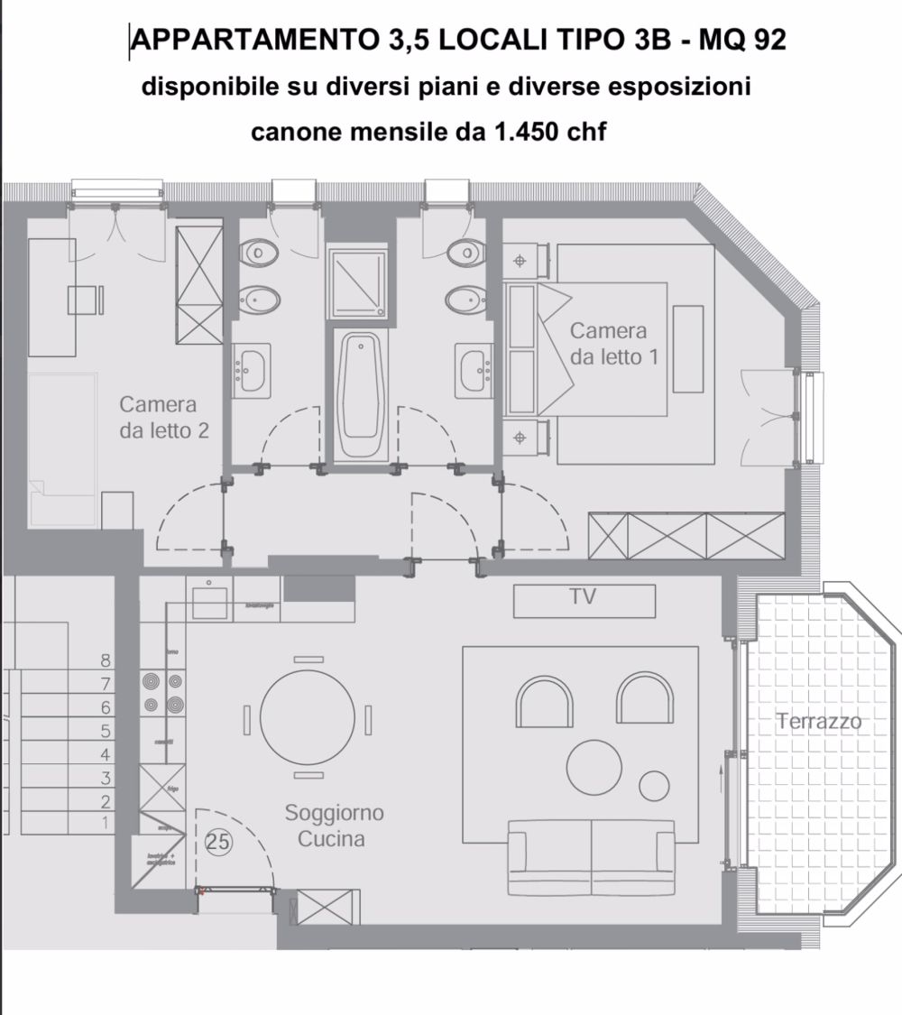 Mieten Sie ein neues 3.5-Zimmer-Apartment mit Aussicht in Morbio Inferiore - Bild 6
