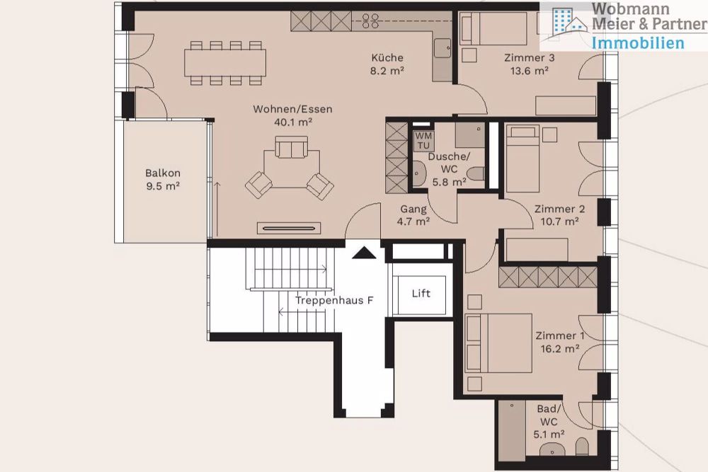 Ihr neues Zuhause im «Rütlihof» - modern und perfekt angebunden - Grundriss Wohnung 4. OG