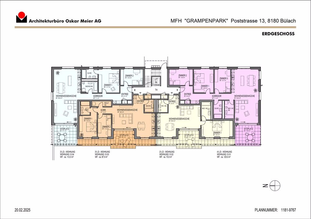 Willkommen im Grampenpark – 4.5 Zimmer-Gartenwohnung Nr. 13.01 - Grundriss EG