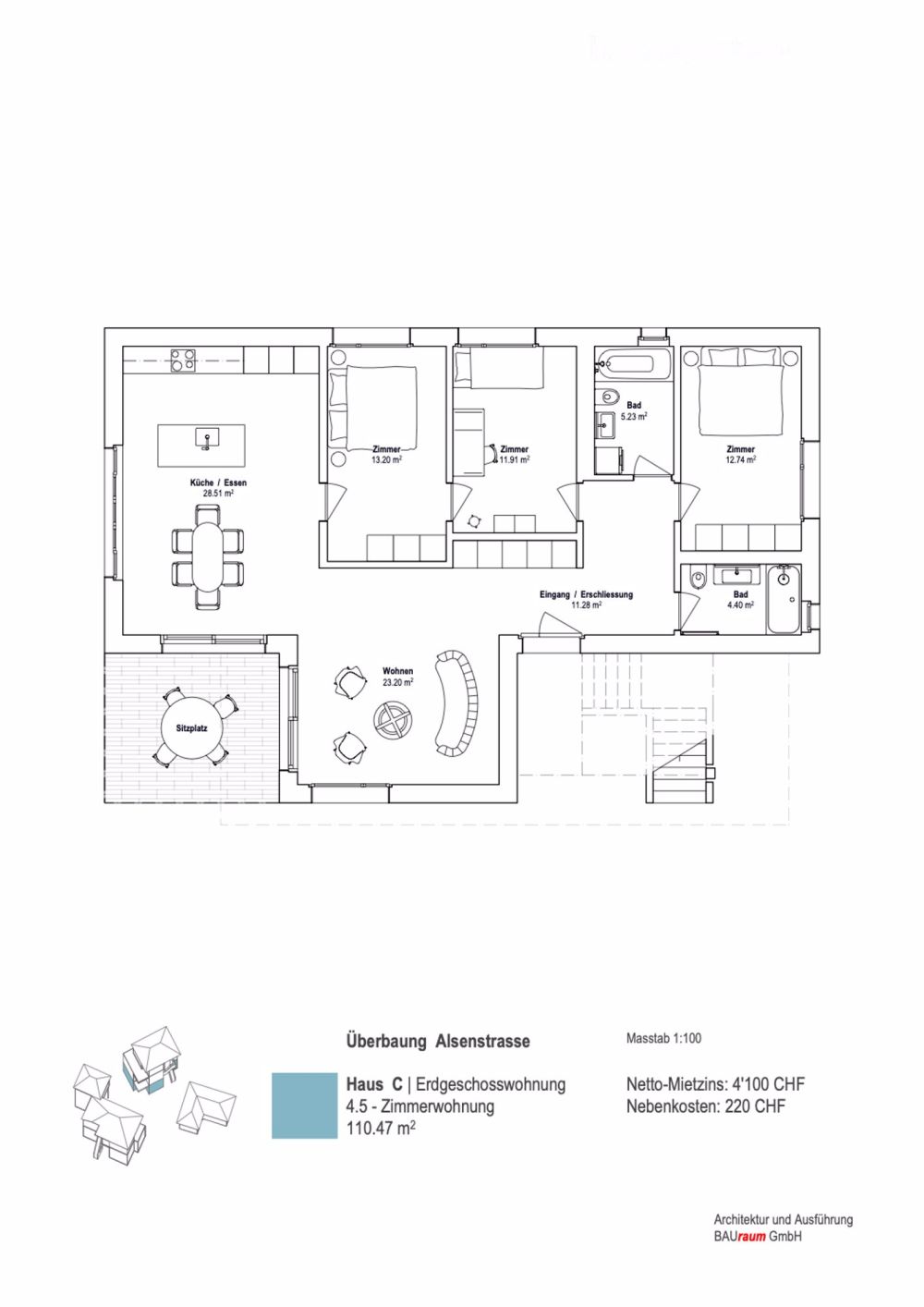 4.5-Zimmerwohnung mit Sitzplatz im Grünen - Bild 2
