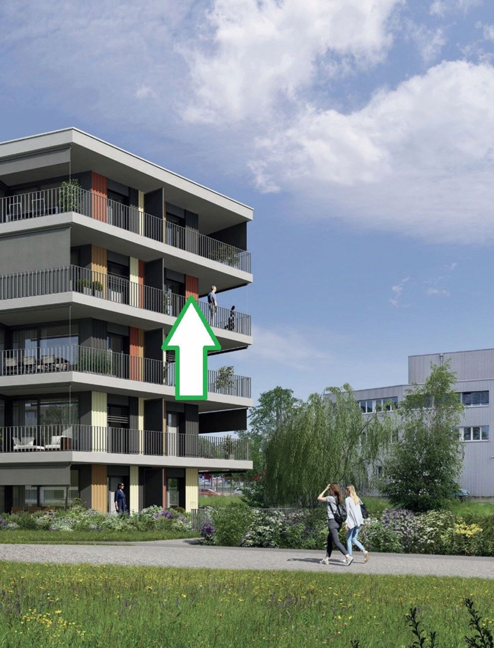 Erstvermietung Moderne 4-Zimmer-Wohnung an perfekter Lage mit Aussicht - Ansicht mit Lage Wohnung 3. OG