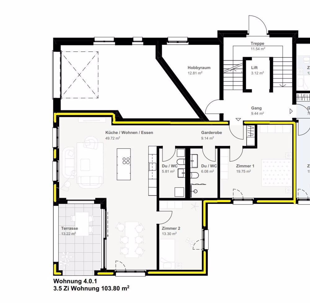moderne 3.5-Zimmer-Neubauwohnung mit Einzugsbonus! - Grundriss