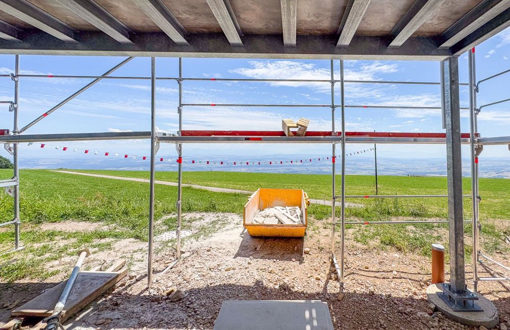 Neue 5.5-Zimmer-Wohnung im Erdgeschoss mit 1 Terrasse und 2 Gärten - Vue