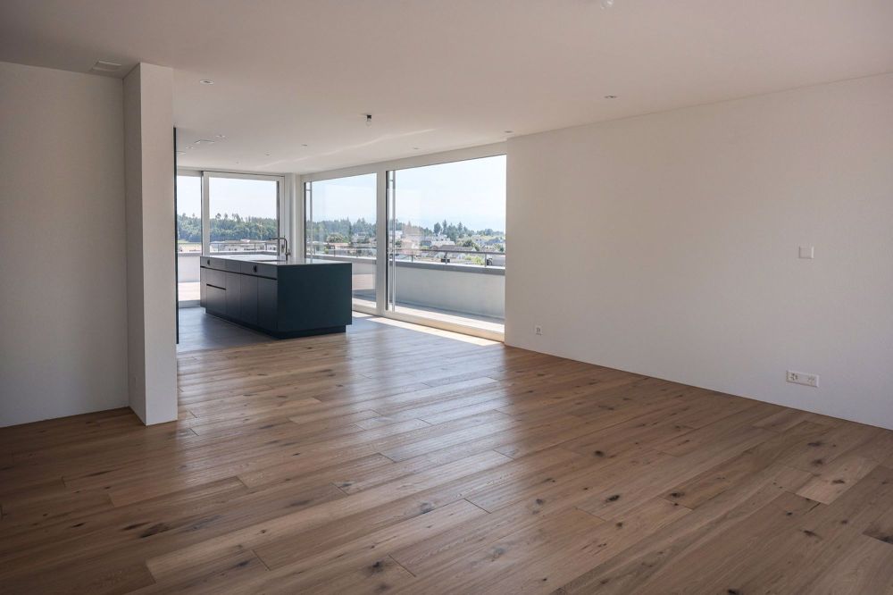 Erstbezug: grosse Attikawohnung im Eigentumsstandard mit exklusivem Ausbau - Wohn-Esszimmer