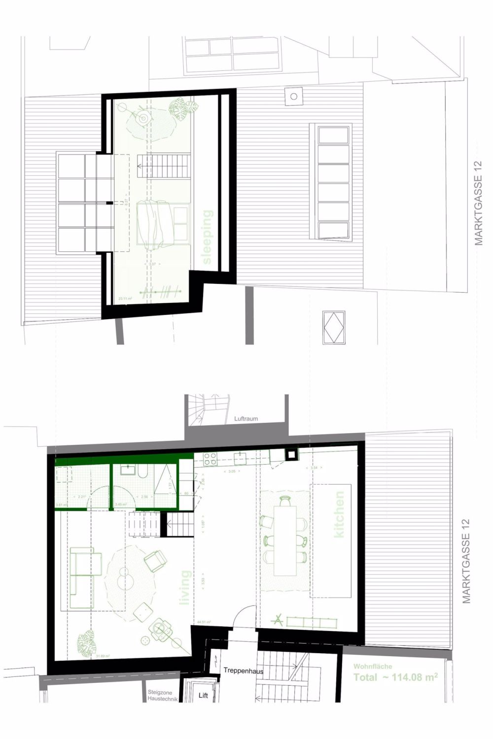 Exklusive Wohnungen in der St. Galler Innenstadt - Erstbezug nach Sanierung - Grundriss 5/6.OG