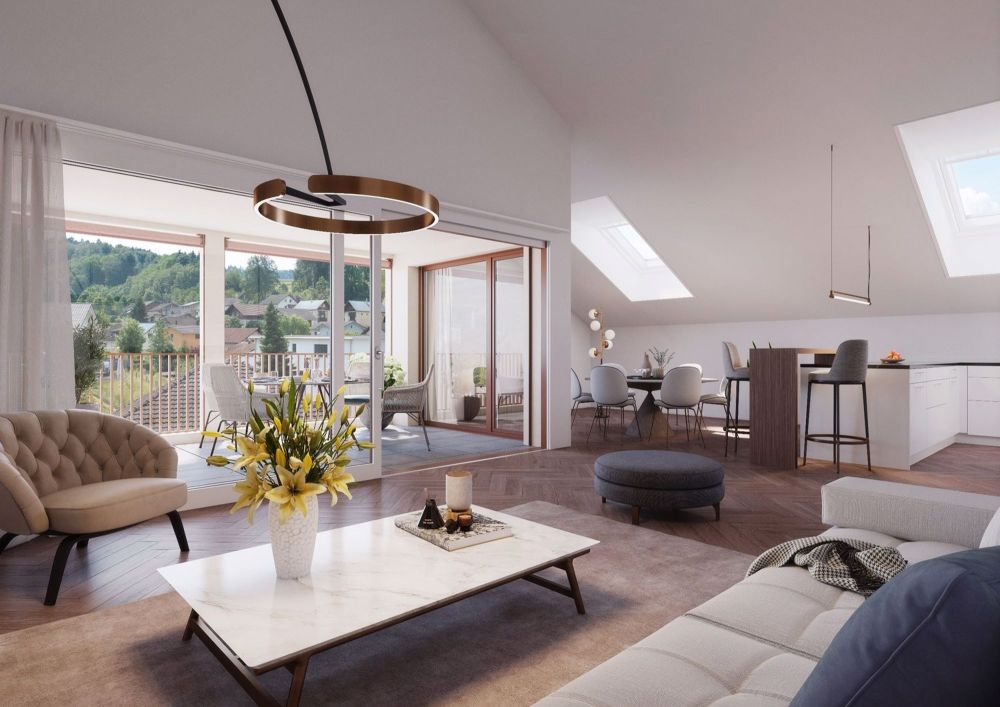 Maisonette-Dach-Wohnung mit Galerie im Erstbezug - Wohnzimmer DG