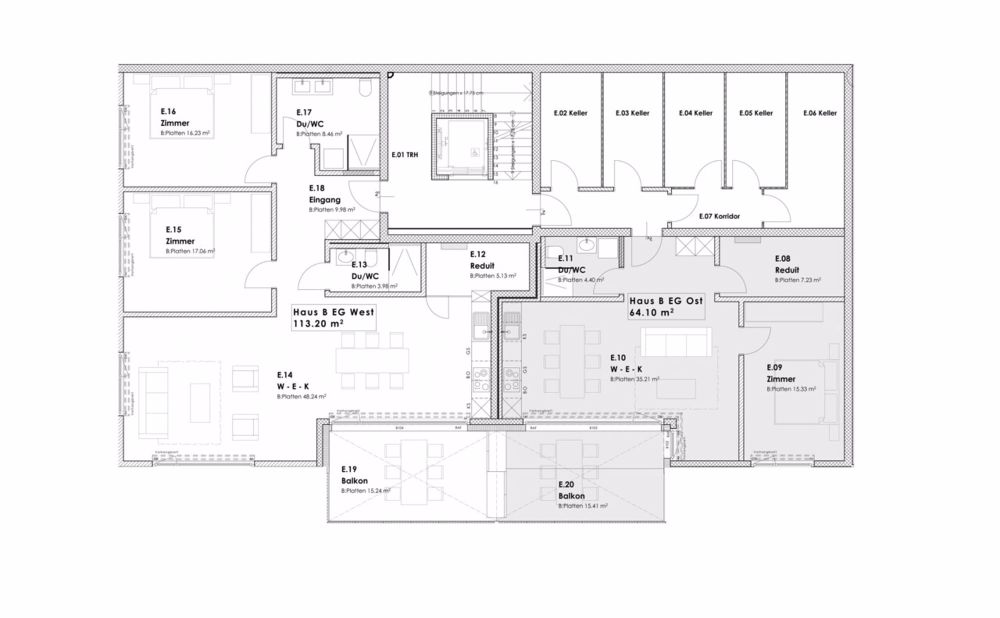 Erstvermietung: Grosse Flächen, wohnen mit viel Raum - Chastelstr. 6b, OST, EG