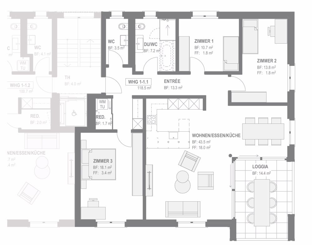 4.5-Zimmer-Wohnung im 1. Obergeschoss, Whg 1-1.1 - Bild 3