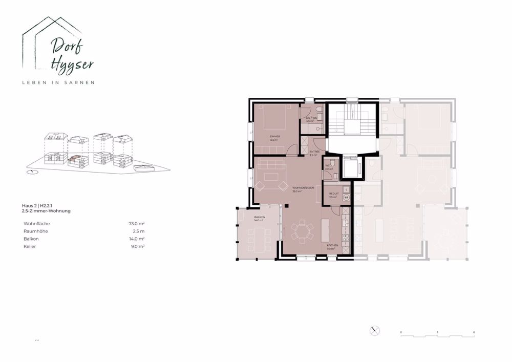 2.5-Zimmer-Neubauwohnung mit Charme und Komfort - Grundrissplan