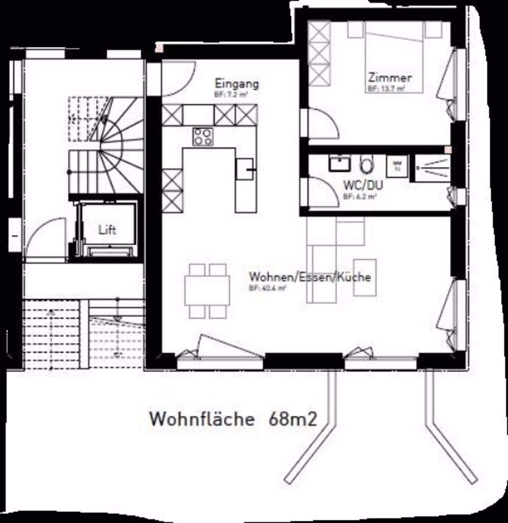 Erstvermietung- 2.5-Zi-Whg. mit Gartensitzplatz und top Weitsicht - Grundrissplan