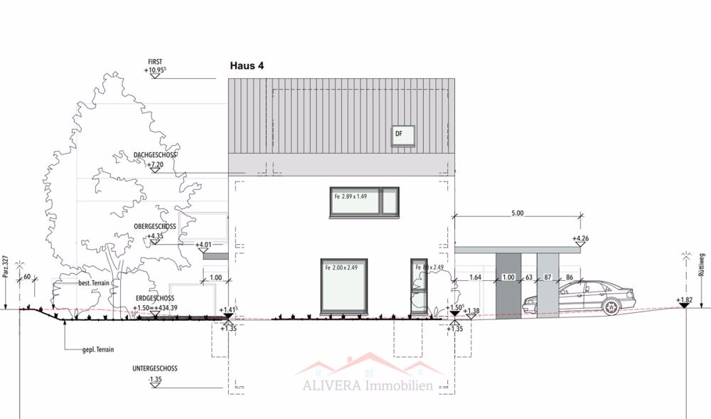 Modernes Neubauprojekt: Doppeleinfamilienhäuser in 4254 Kleinlützel, K - Fassade Seitenasicht