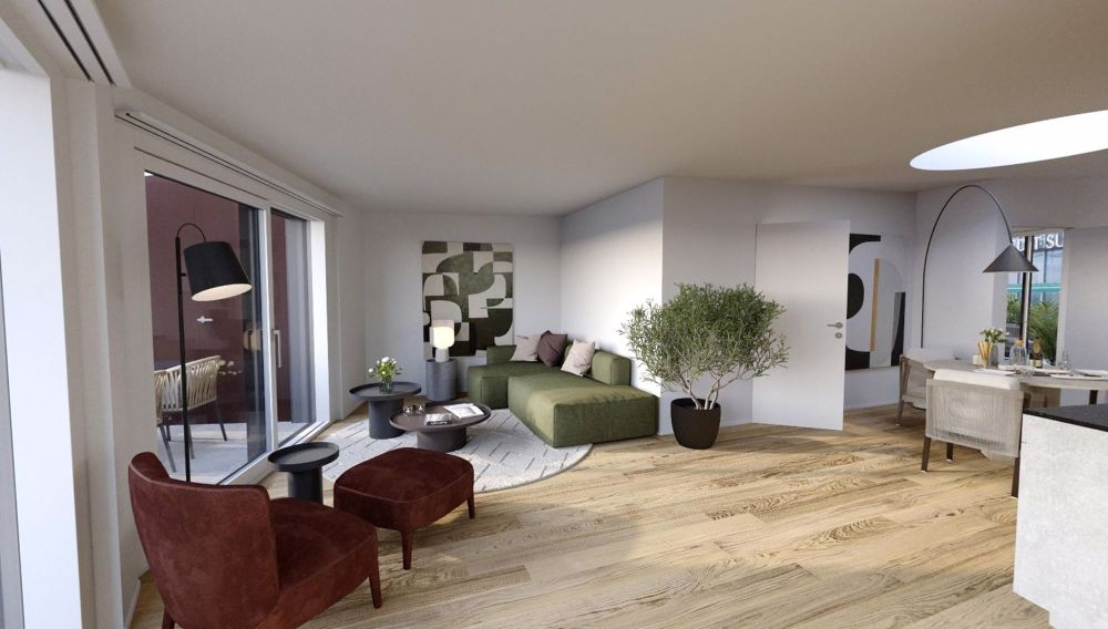 Neubau 1.5-Zimmer Attikawohnung mit perfektem Anschluss - Wohnzimmer
