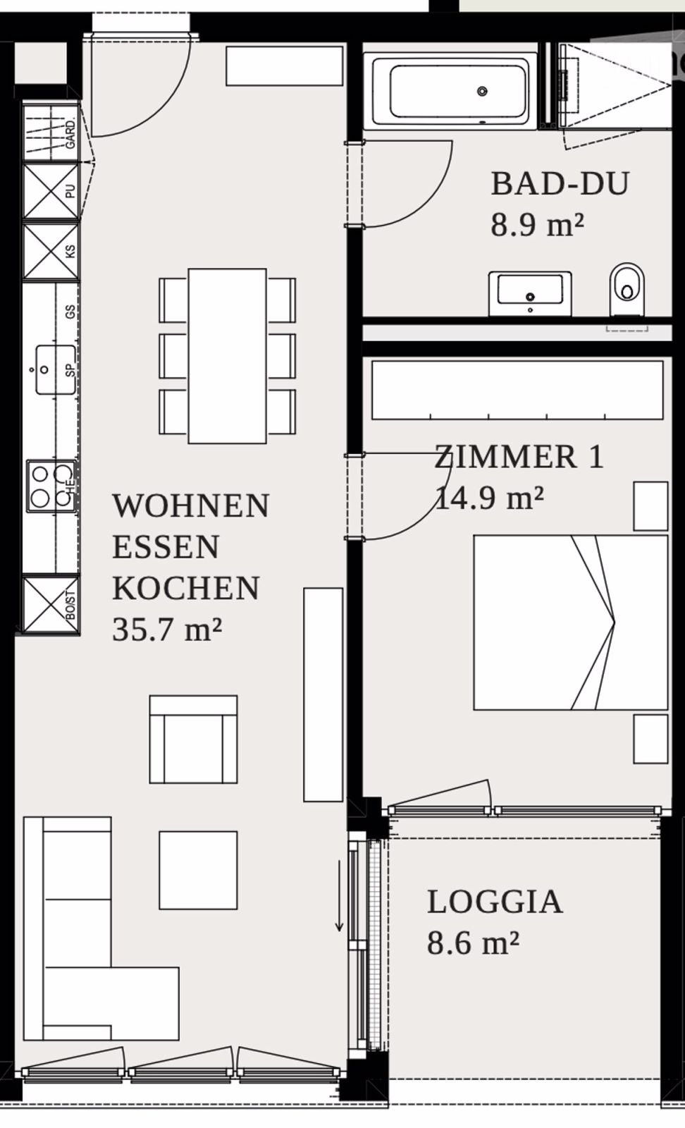 Moderne 2.5-Zimmer-Neubau-Wohnung in St. Gallen - Bild 5