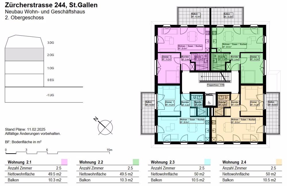 ERSTBEZUG Zürcherstrasse 244: Wohnraum für Singles - 2. OG