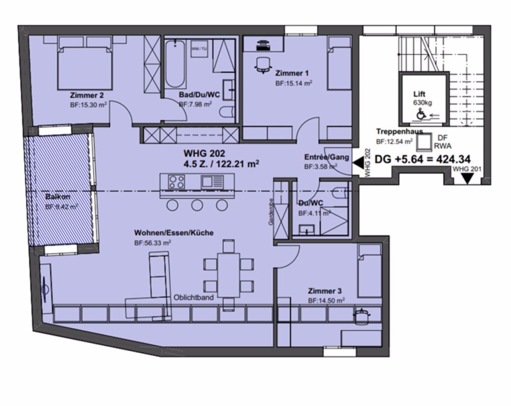 202 4.5 Dachwohnung - Bild 9