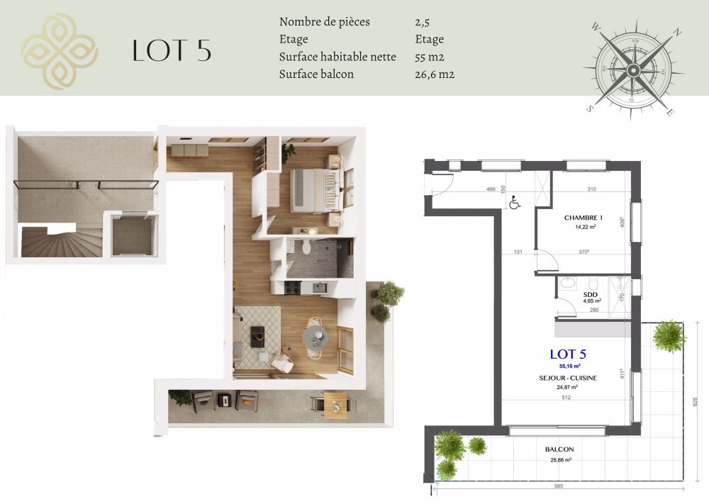 Appartement 2,5 pièces sur plan au coeur de la ville de Gland | dreamo.ch - Bild 3