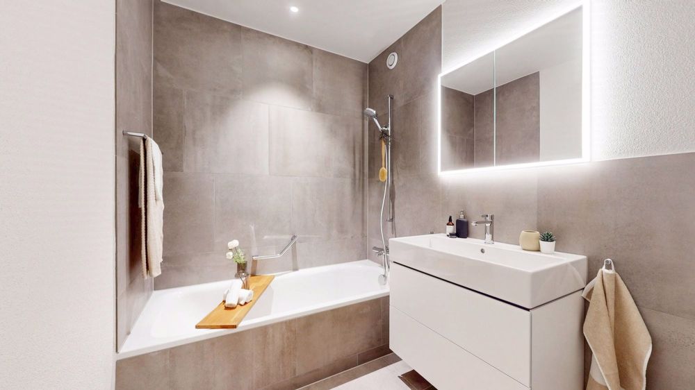 Neubau am Bächli - 4.5-Zimmerwohnungen für die ganze Familie - Badezimmer (3-5-Zimmer-Musterwohnung)