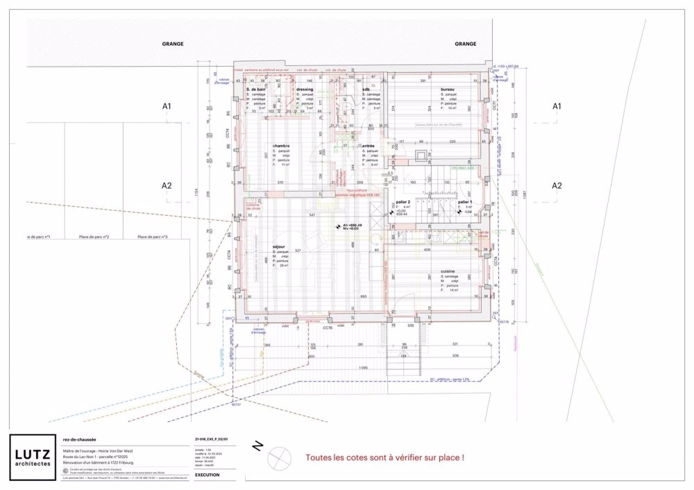 Fribourg - Bourguillon - Prächtige 3.5-Zimmer-Wohnung - Plan du rez-de-chaussée