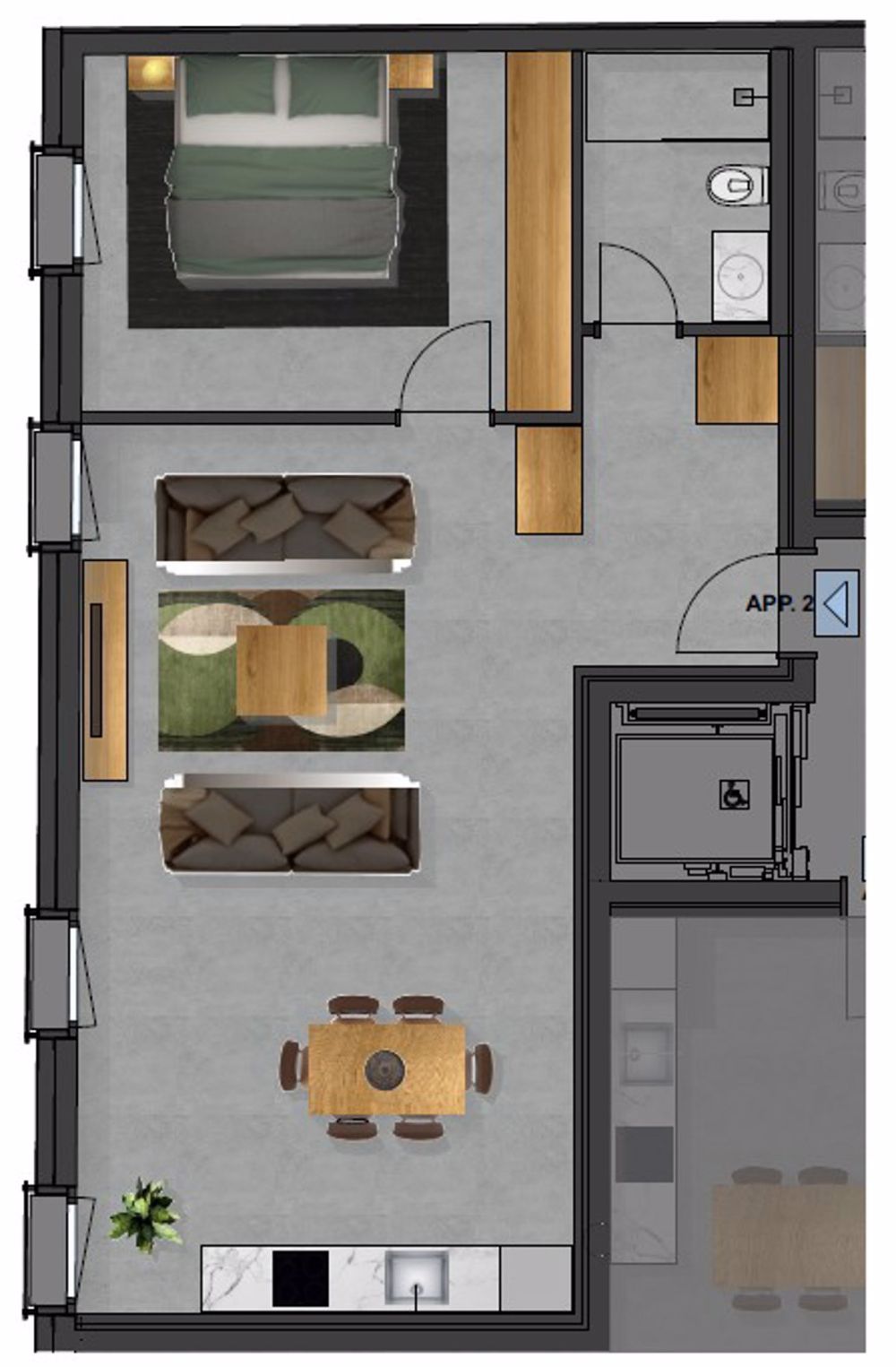 Modernes Apartment (Nr. 8) mit 2,5 Zimmern im Herzen von Bellinzona - Bild 2