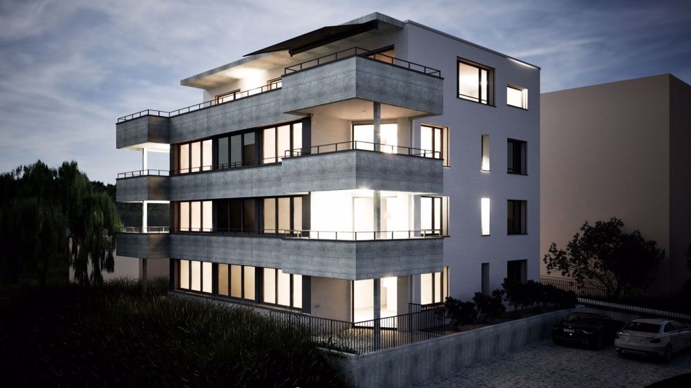 Wohnen mit Blick auf den Baldeggersee - Fassade Nacht