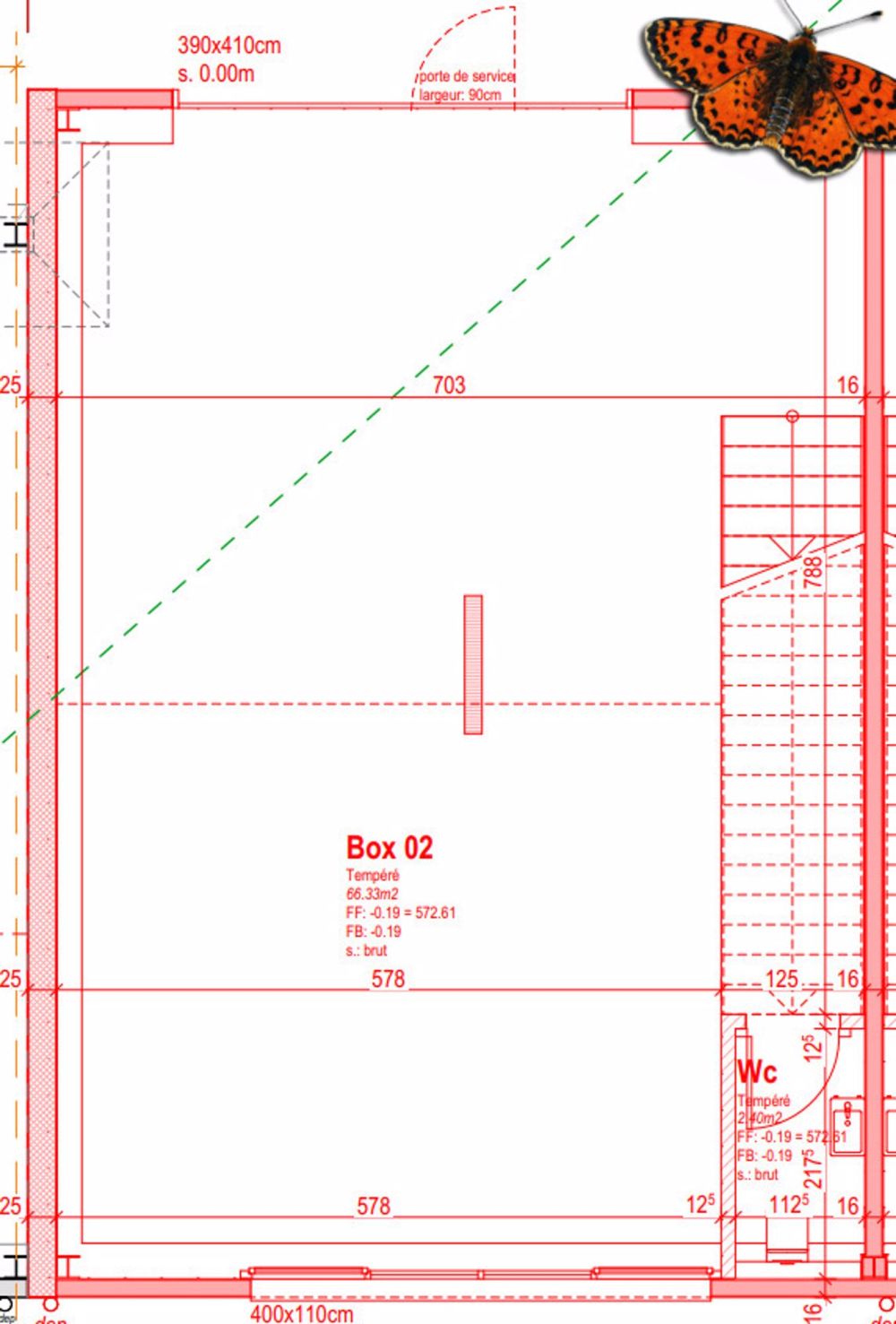 Lager mit Büro - Plan rez