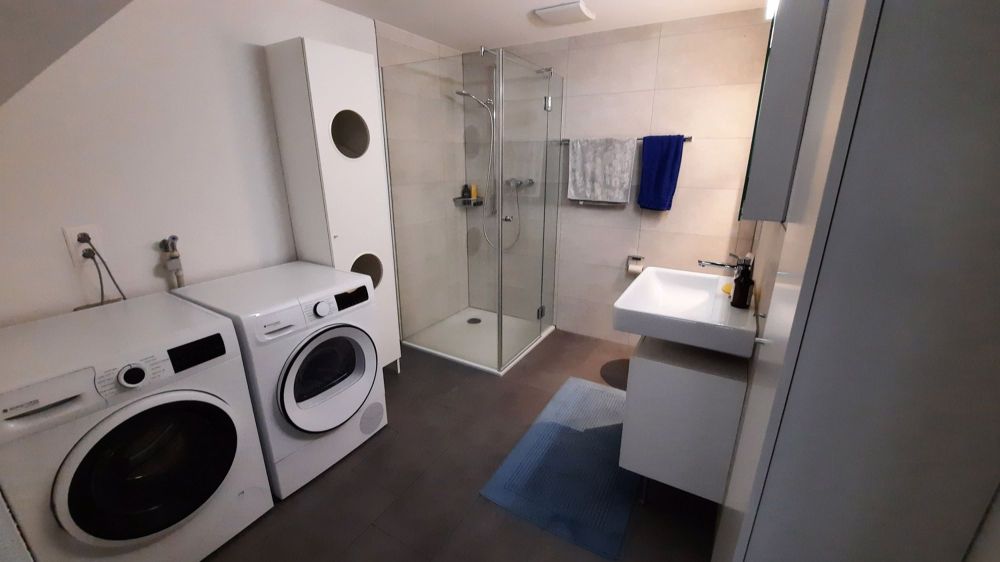 Bright 3.5-room top-floor apartment with covered balcony, vaulted ceilings & panoramic view Langnau am Albis - Bathroom