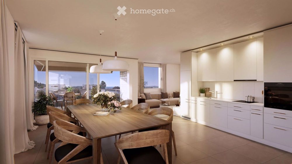 Moderne, grosse und helle 2.5-Zimmerwohnung mit phantastischer Aussicht Richtung Alpen - Bild 3