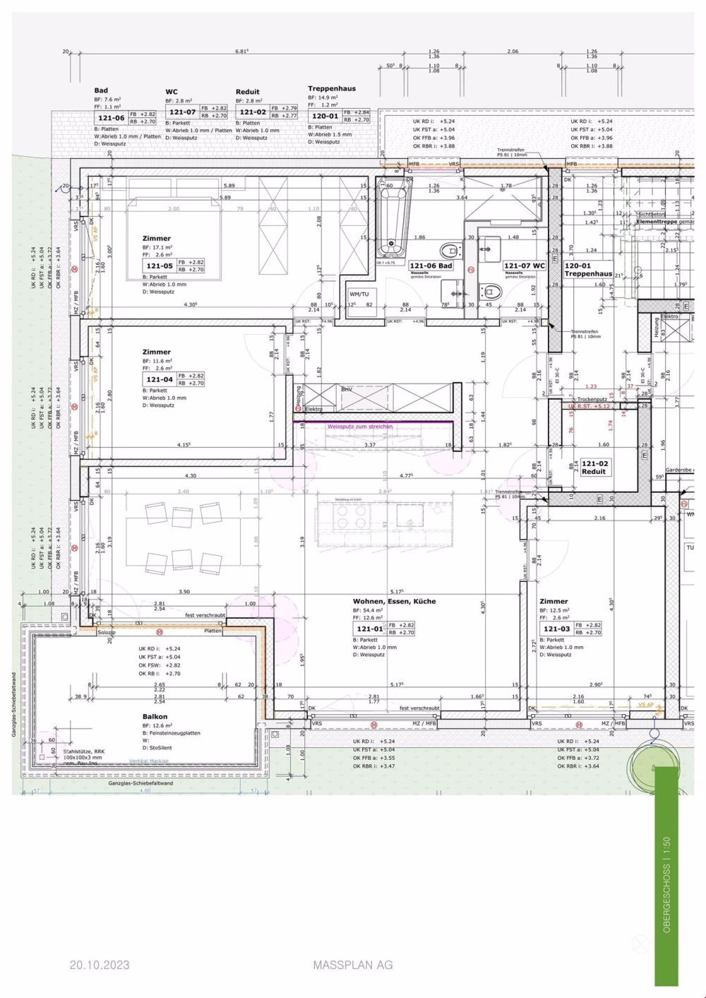 4.5-Zimmerwohnung 1. Obergeschoss - Grundriss Wohnung