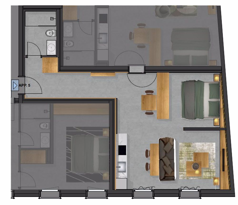 Modernes möbliertes Apartment (Nr. 5) mit 1 Raum in Bellinzona - Bild 2