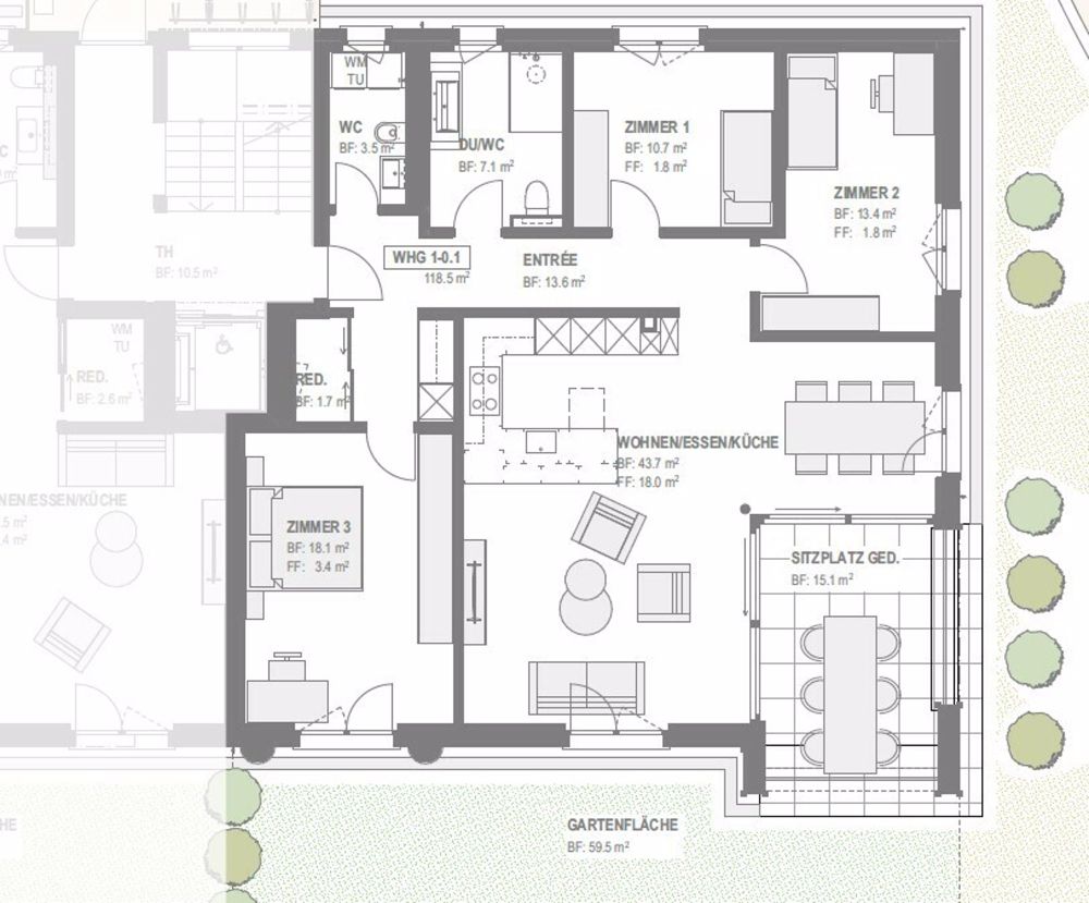 Erstvermietung 4 1/2 Zimmer-Wohnung im gehobenen Eigentumsstandard - Grundriss