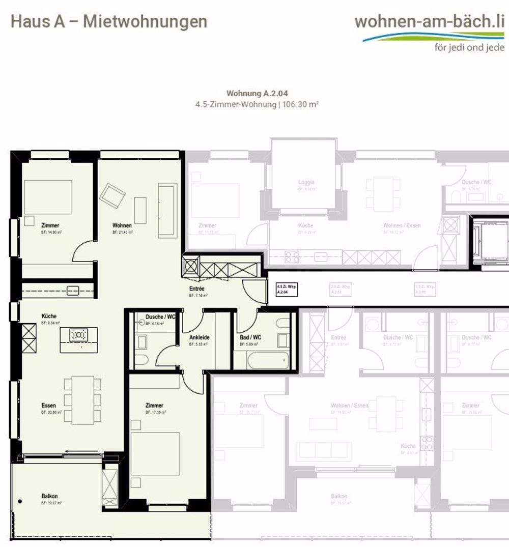 Erstvermietung - 3.5-Zimmerwohnung mit Stil - Grundriss A.2.04