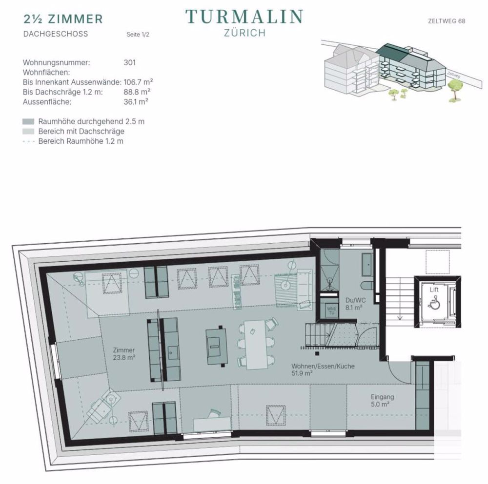 Ihr Wohnjuwel an bester Lage - Grundriss Dachgeschosswohnung 301