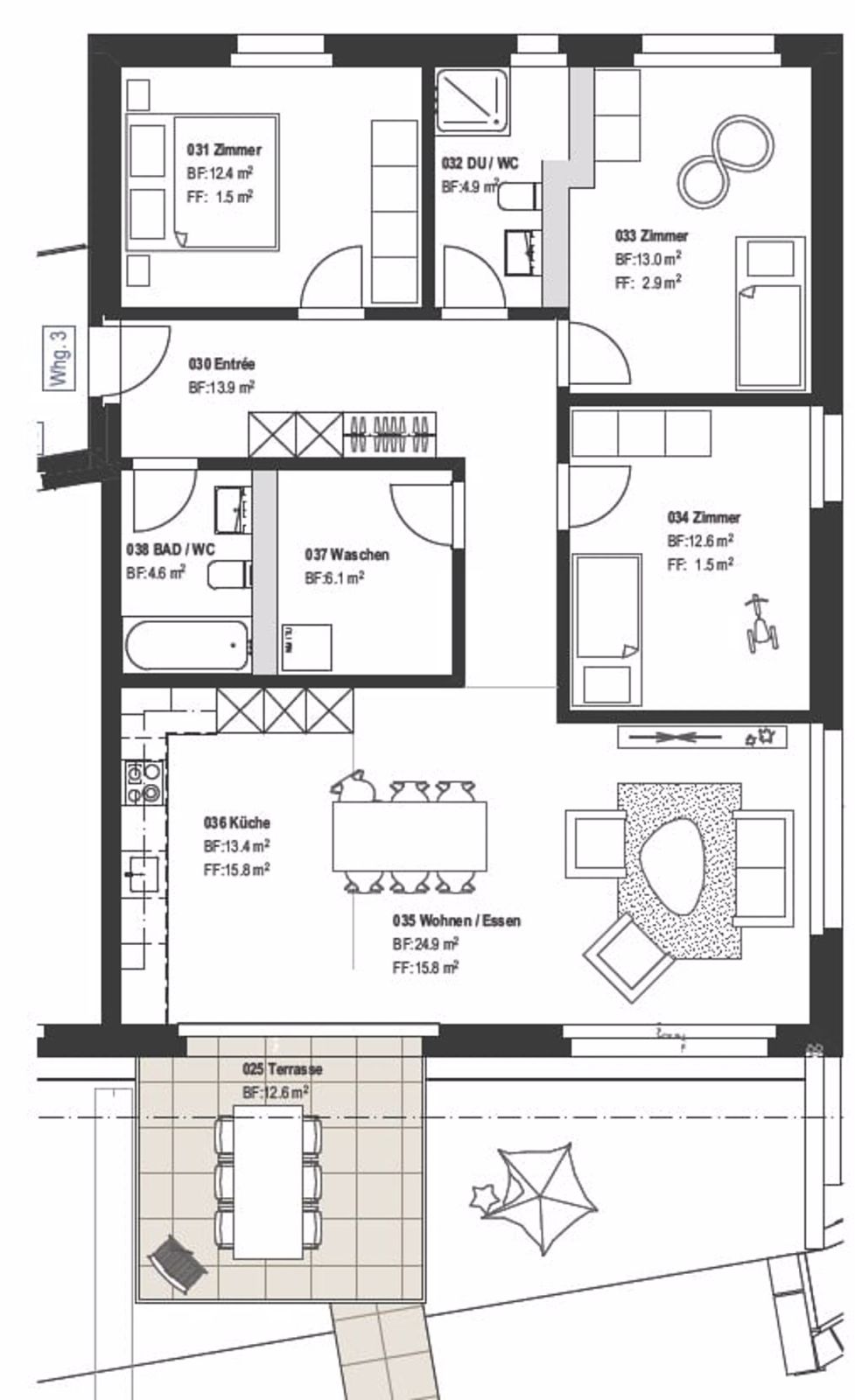 Erstvermietung einer modernen 4.5 - Zimmerwohnung im Erdgeschoss mit Gartensitzplatz - Bild 11