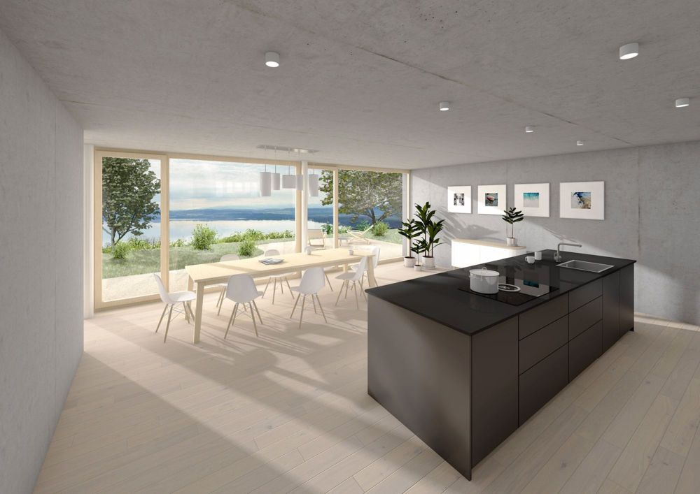 Neubau: 5.5-Zimmer-Einfamilienhaus mit unverbauter See- und Alpensicht - Visualisierung