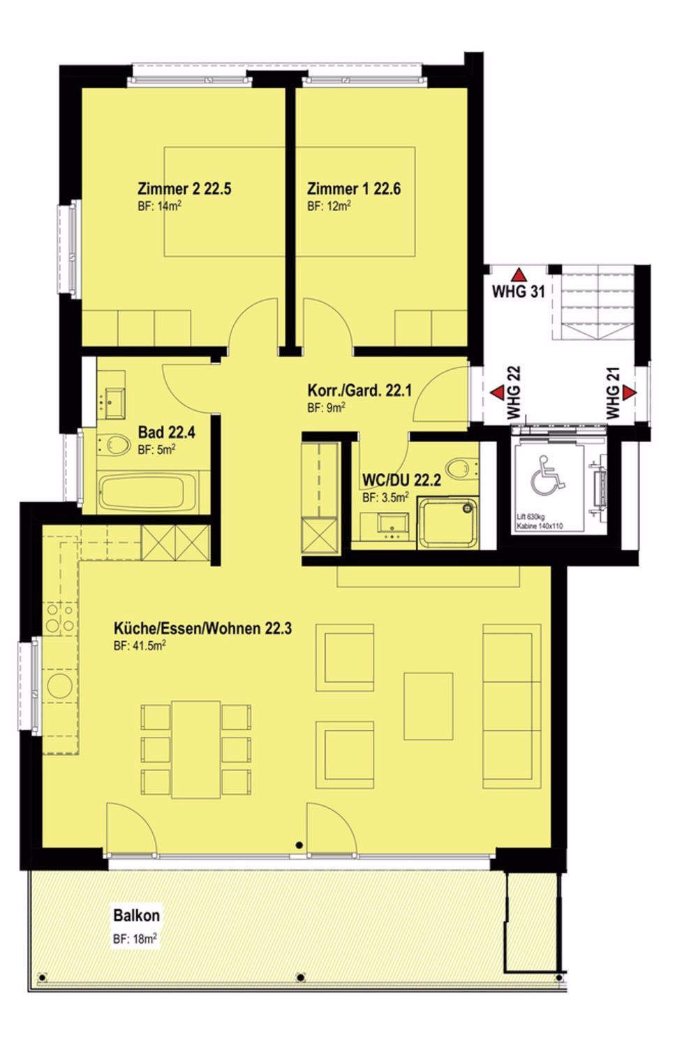 Zentrumsnahe Wohnung in ruhigem Wohnquartier - Grundriss