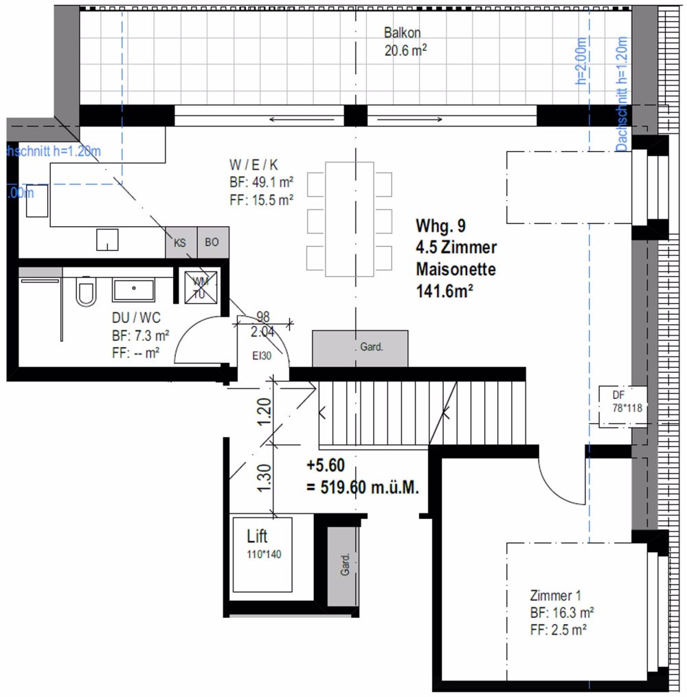Erstvermietung: Exklusive 4.5-Zimmer-Attika-Maisonette – Wohnen mit Weitblick auf zwei Etagen - Bild 2