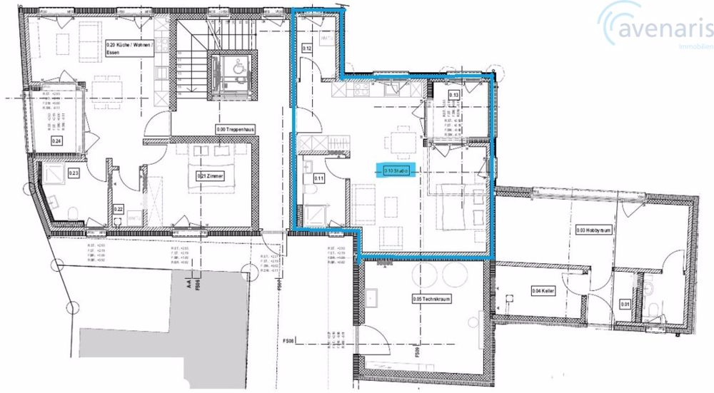 Ihr neues Zuhause im Herzen von Magden: Moderne Wohnungen mit Stil - Grundriss Erdgeschoss 1-Zimmer Studio Strassenhaus