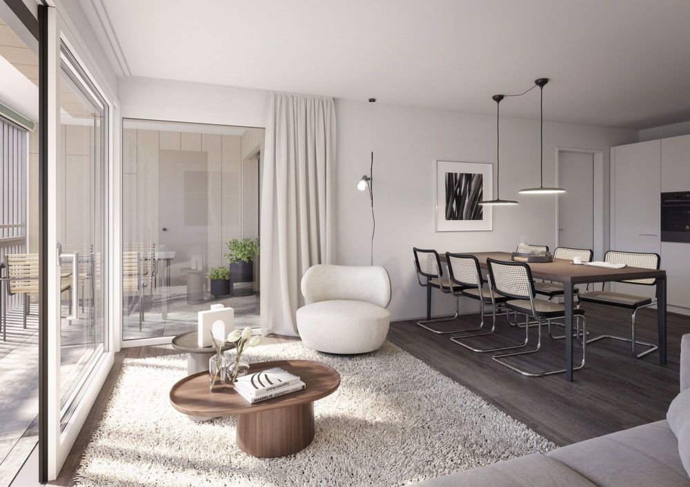Erstvermietung Überbauung Hostez - im Dorf dihei - Wohnzimmer