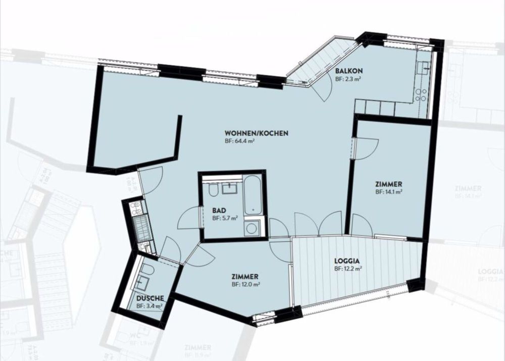 Raumhohe Wohnung im Neubauprojekt "Chrüzacher - Bild 2